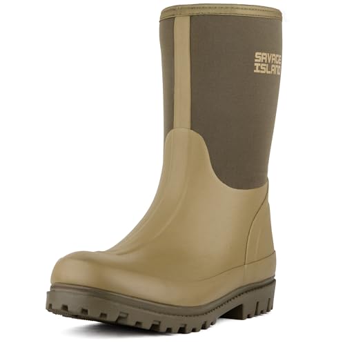 Savage Island Damen Kurze Neopren-Isolierte Gummistiefel Warm Gefüttert Vollständig Wasserdichte Wellies, grün, 39 EU