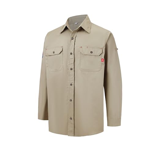Image of Ousafeve FR Shirts for Men Hi Vis 6.5oz Flame Resistant Welding Shirts