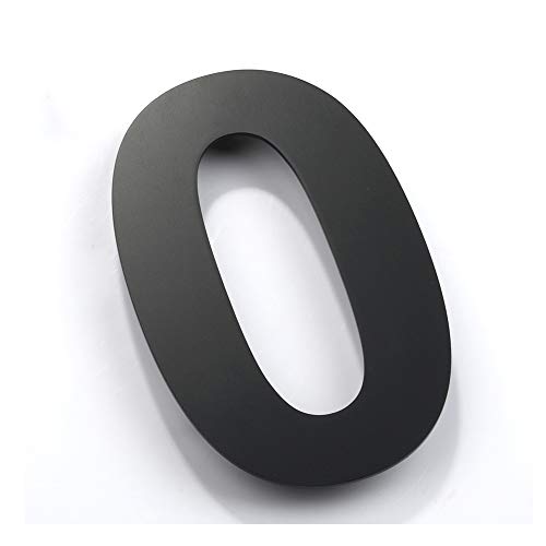 Mellewell Floating House Numbers Black, 6 Inch, Stainless Steel 18-8, Number 0 Zero