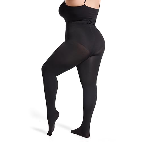 Image of Frola Plus Size Fleece Lined Tights Women Winter Warm Thermal Tights, 11+ Colors High Waisted Opaque Pantyhose