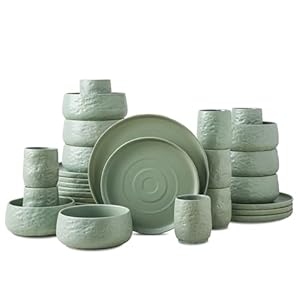 SHOSAI Stoneware 32-Piece Dinnerware Set, Sage