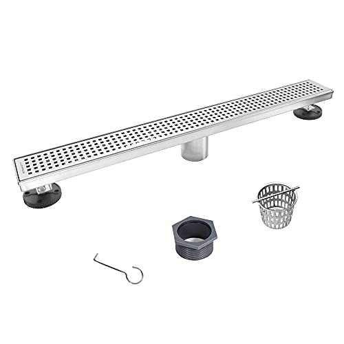 Get Discount 70% Price Bernkot Linear Shower Drain Brushed 36" 304 Stainless Steel with Removable Drain Grate Hair Strainer Included for Bathroom Remodel