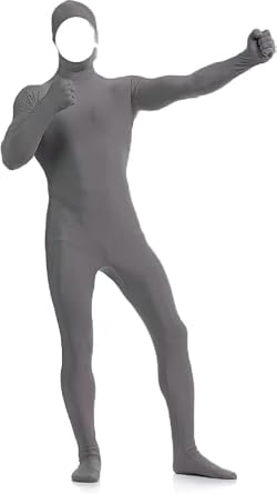 Open Face Bodysuit Unisex Spandex Zentai Costume - Stretch Adult Disappearing Man Body Suit for Halloween & Cosplay