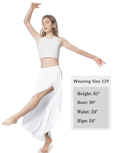 Image of EXARUS Girls Flowy Pants Dance Palazzo Wide Leg Teen Casual Baggy