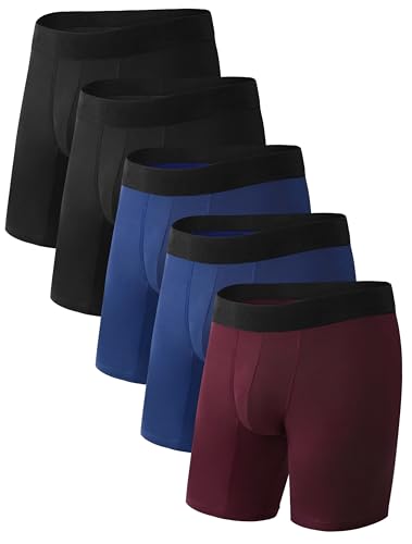 Incontinence Underwear for Men Washable Cotton Leak Proof Boxer Briefs with Long Legs for Bladder Leakage 5 Pack
