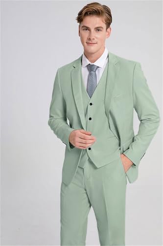 Men's Suits 3 Piece Regular Fit Suit for Men Wedding Prom Business Suit Two Button Blazer Jacket Vest Pants2