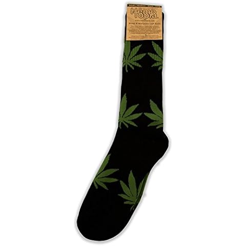 Hemptopia Hemp Leaf Socks - Made with All Natural Hemp & Organic Cotton (Large/X-Large, Black) One Pair Cover
