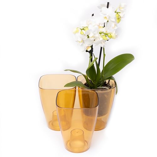 Home Garden Ornaments small orchid pots 9.5cm / 3.7 inch, Set of 3 Decorative Plastic Plant Pots Indoor - Image 2