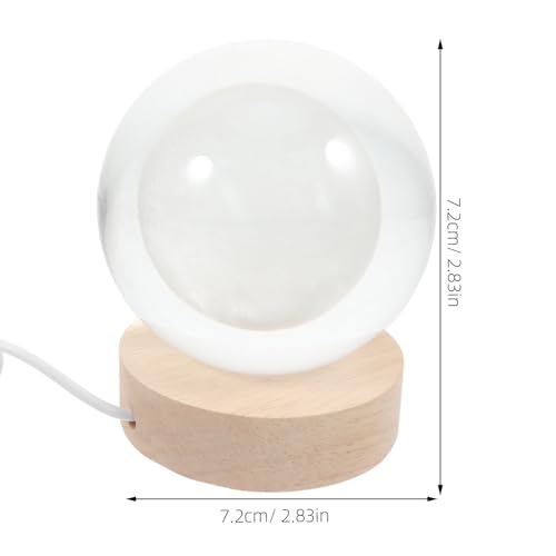Lámpara de mesa 3D bola de cristal LED con base de madera USB miniatura 2