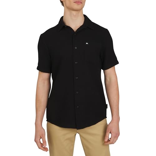 Chemise gaufrée homme Quiksilver en coton à manches courtes, vêtement d'été boutonné en lot de 1