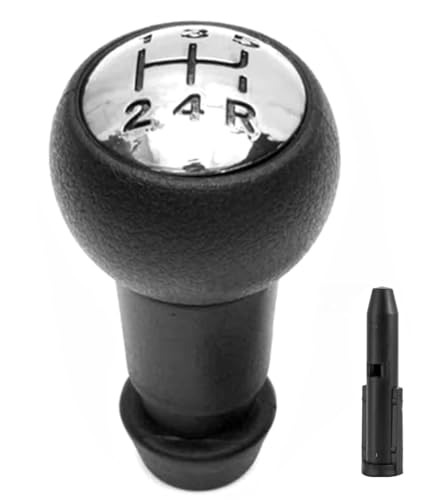 OGGIPRO Pommeau de Levier de Vitesses Manuel 5 Vitesses - Look Sportif, Ergonomique, Noir et Chrome - Compatible 106, 206, 207, 307, 406, 407, 508, 3008, C1,...