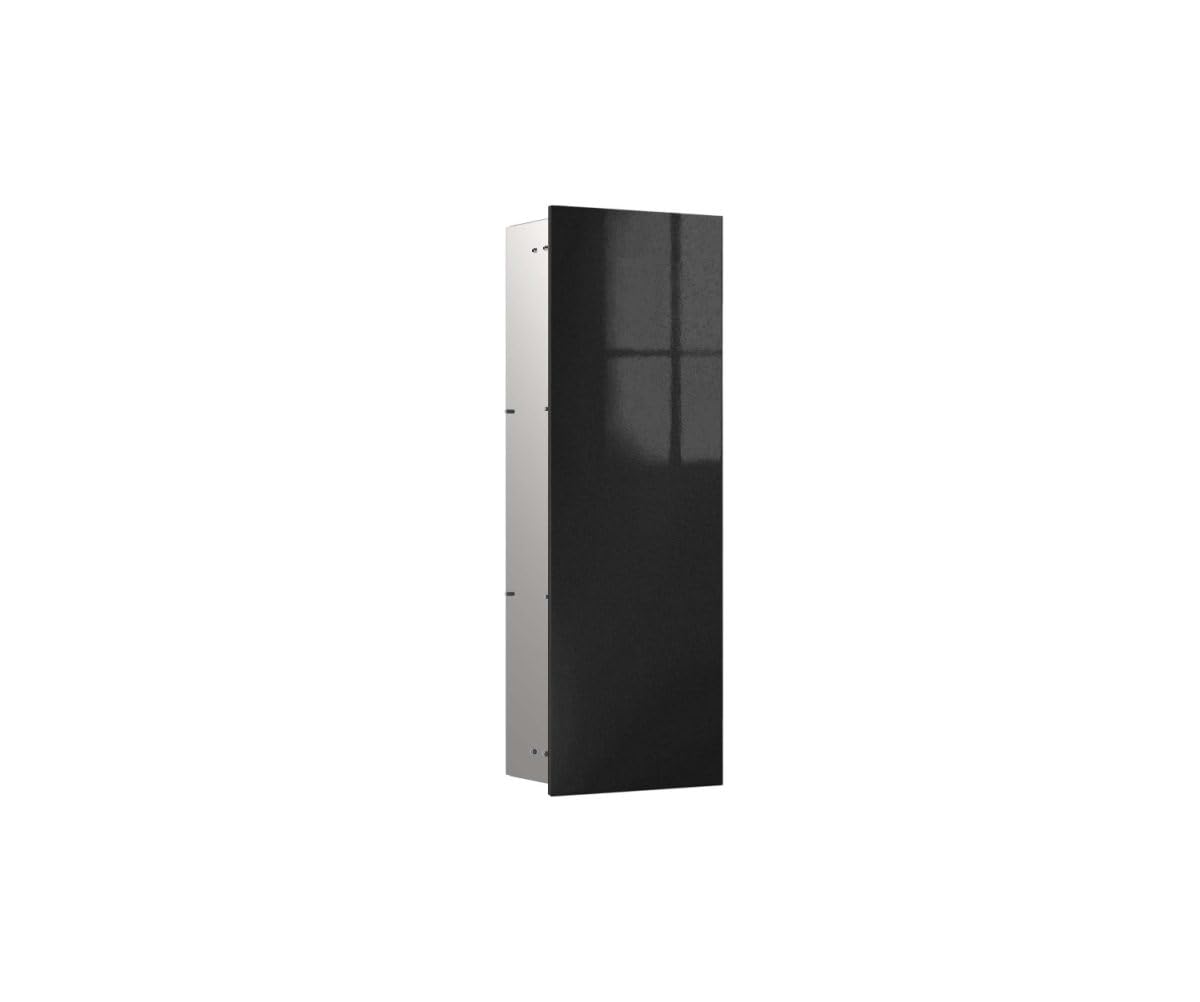 Emco asis pure (glass front) cabinet module-flush-mounted model, black, 730mm