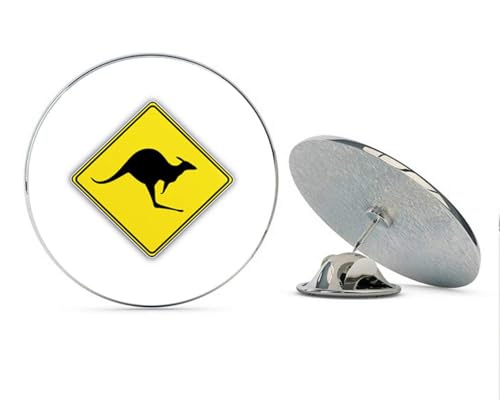 Kangaroo Warning Sign Round Metal 0.75" Lapel Pin Hat Shirt Pin Tie Tack Pinback2
