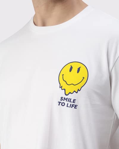 Veirdo Oversize, Loose Fit, Drop Shoulder, Baggy Fit, Round Neck Skellaton Printed T-Shirt for Men/Boys