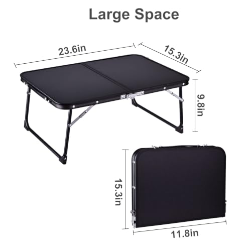 Image of Foldable Laptop Desk, Portable Bed Table with Hidden Storage, Black