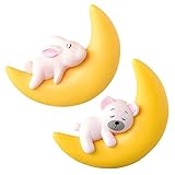 VICASKY 2個 月亮熊装饰品 魚の水槽 フローティング 水槽の飾り オーナメント 水族館浮遊装飾品 素敵な月の像 水槽のレイアウトの小道具 水族館の装飾 浮かぶ月 水槽の月の装飾 樹脂