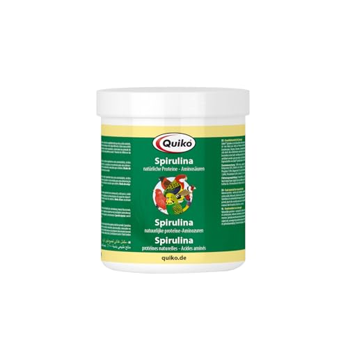 Quiko Spirulina 250g - Proteínas y aminoácidos Naturales para Aves de compañía, Palomas de Carreras y Pollos - Favorece la Flora intestinal y refuerza la Resistencia