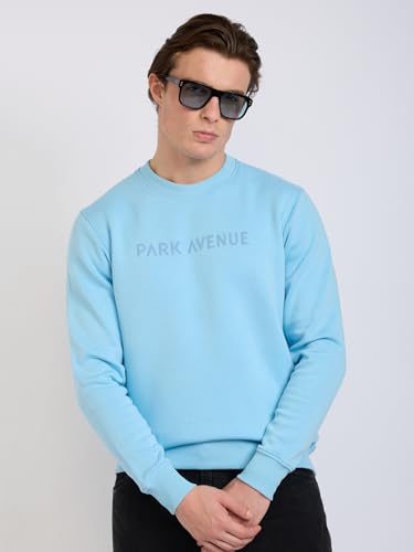 Image of Park Avenue Men Full Sleeve Slim Fit Solid Pattern Cotton Polyester Blend Regular Neck Regular Neck Casual Sweatshirt