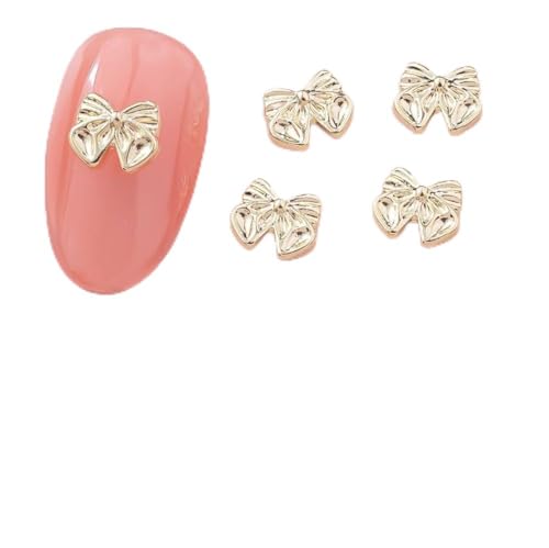 qbodp 50 Pcs Nail Decoration Fashion Nail Decoration Bow Decoration for Nail, Nail Supplies Nail Art Decoration Accessories,Gold