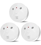 Lecoolife 3 Pack Smoke Detector Fire Alarms Battery Operated with Photoelectric Sensor and Silenc...