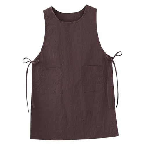 Mdlhcm エプロン 防水 調節可能なポケット 汚れ防止 背の高いビブ シェフワーク Hバック ポリエステル素材 大人向け 調理 キッチン BBQ レストラン カフェ, 茶色