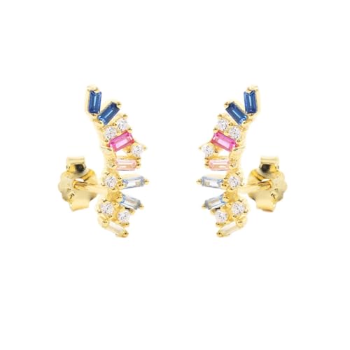 Bijoux-43 boucles d'oreilles anti-allergies en argent 925 et strass multicolores