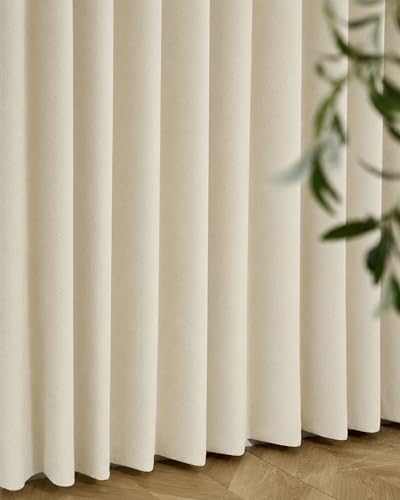 Image of Graywind Motorized Curtains with Track, Room Darkening Smart Curtains, Rechargeable Curtains Compatible with Alexa & Remote Control for Large Windows, Custom Drapes Up to 220 inch, Haven (Cream)