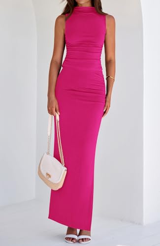 BTFBM Summer Two Piece Skirt Set for Women 2025 Dressy Lightweight Sleeveless Knit Top Going Out Split Maxi Skirt Set
