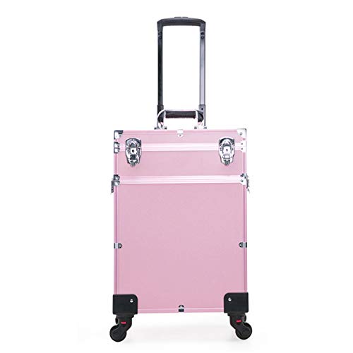 Preisvergleich Produktbild XJBHRB Alu Trolley, Kosmetikkoffer Mit Rollen, Friseurkoffer, Schminkkoffer Ohne Inhalt, Handgepäck, Beauty Case, Mit Spiegel, Schwarz