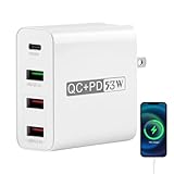 スマートフォン充電器,高速充電 マルチポート Type-C 充電ステーション | クイックチャージ対応 壁用プラグ 充電ブロック,自宅 寝室 オフィス 寮 旅行 クルーズ 男性 女性 対応