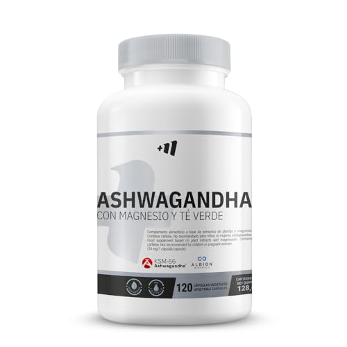 MM Supplements - Ashwagandha KSM-66® con Magnesio Albion® y Te Verde 120 Cápsulas Vegetales - Equilibrio Físico y Mental - Funciones Cognitivas - Sin Lactosa - Vegetariano