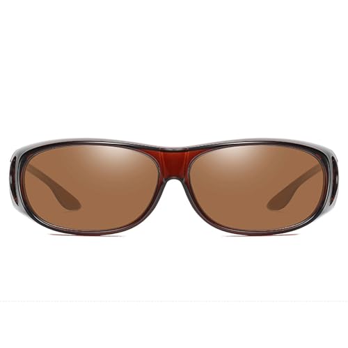 Image of Fit-Over Glasses for Migraine Relief, Suitable for outdoor use and long hours in front of a computer screen, Unisex, Green Lenses, Brown