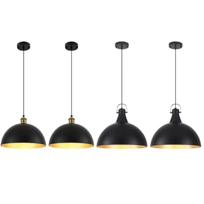 PINDODO 11.8" Black Pendant Lights 2 Pack and 15.7" Industrial Pendant Light 2 Pack