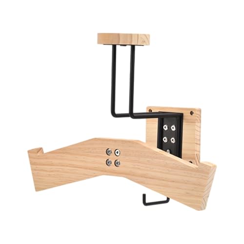 Support de vélo bois mural gain de place avec rangement pour casque