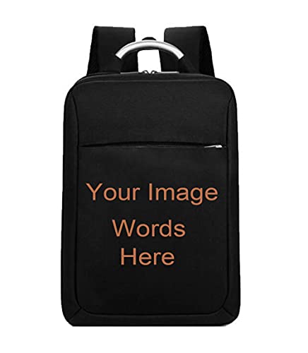 Custom Backpack Laptop Stylish Personalized Back Pack for Women Men (Black)