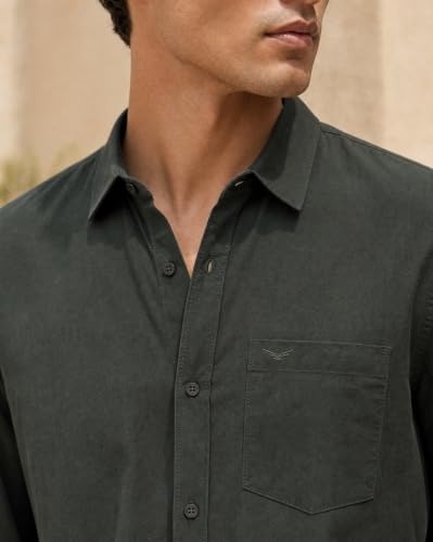 Image of Nobero Breezy Premium Linen Cotton Shirt for Men | Stylish Casual Shirts for Men | Semi Cut Collar | Box Pleat | Curved Hem | Regular Fit | Full Sleeve | S-XXXL