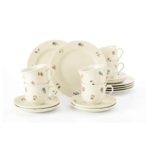 Seltmann Weiden Servicio de café 18 Piezas | Set para 6 Personas | Serie Marieluise Marfil | Servicio Incluye Cada 6 Plato de Desayuno, Taza de café, platillo de café