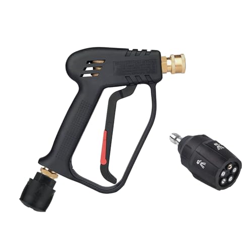 DERASL ショートガン BOSCH(ボッシュ) 京セラ 用 スイベル 高圧洗浄ショートガン M22 14mm クイックコネクトアダプター + ５段階マルチスプレー ノズル付属 4000 PSI（約28 MPa） 0〜65度調整可能ノズル bosch Kyocera に対応 ガン