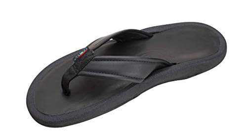 Rainbow Sandals Men's Navigator Premier Leather Orthopedic Foot Bed w/Tapered Strap, Two Tone Black, Men's 12 D(M) US
