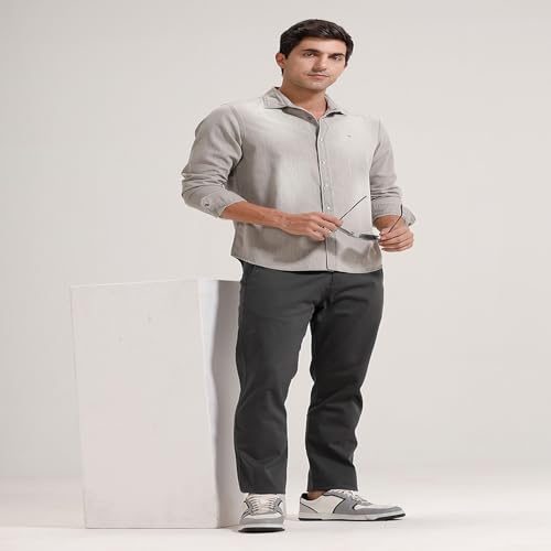 Image of BASICS Premium Cotton Stretch Formal Trousers for Men | Office Pants