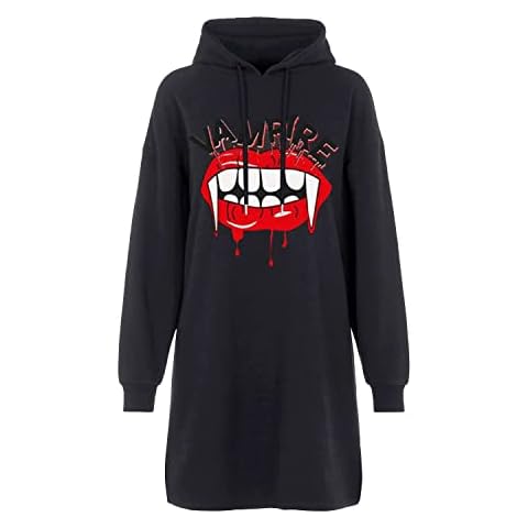 NetSetUK Design3-14 | Womens Long Hoodies Sweatshirt Pullovers Long Sleeve Halloween Casual Cover