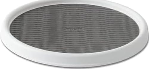 Image of Copco Basics Non-Skid Pantry Cabinet Lazy Susan Turntable, 12-Inch, White /Gray, 1 Count (Pack of 1)