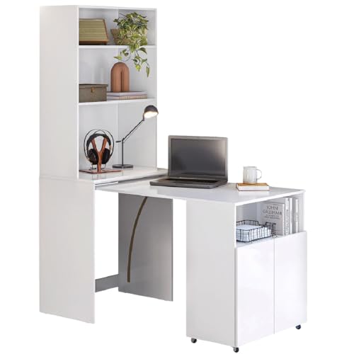 Armário de Cozinha Multifuncional com Mesa Retrátil para Café Duo...