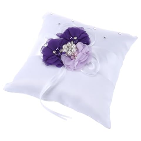NUOLUX Ring Bearer Pillow,2020cm Wedding Ring Pillow Pearl Flower Decorated Cover