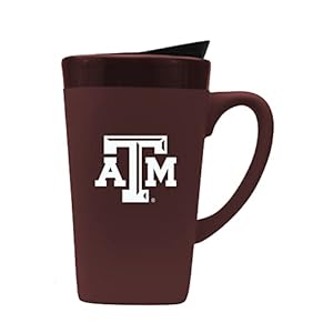 The Fanatic Group Texas A&M University Ceramic Mug with Swivel Lid, Design 1 – Burgundy