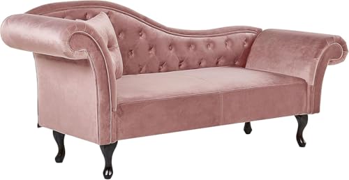 Image of Velvet Modern Chesterfield Chaise Lounge Couch 188 X 61 X 76 for Your Loving Space, (Pink, Standard)