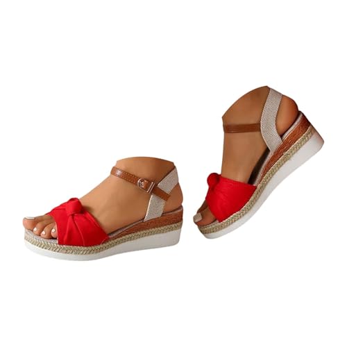 Imagen de Sandalias Mujer Con Cuña Plataforma Verano Sandalias Esparto De Vestir Con Hebilla Ortopédicas Antideslizantes Casual Zapatos Alpargatas Tacon Flexibles Punta Abierta Moda Senderismo Fiesta Playa 2025