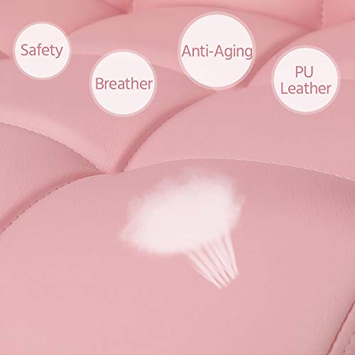 Sedia a Rotelle da Ufficio Scrivania Girevole Imbottita in Ecopelle Ergonomica Altezza Regolabile Rosa - Sedia gaming - Immagine 5