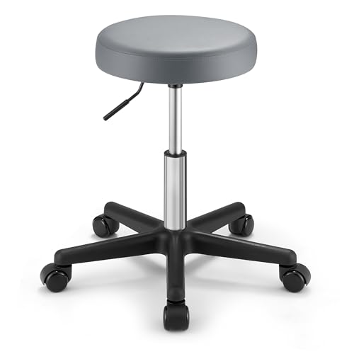 SONGMICS Tabouret de Bar à Roulettes, Chaise Réglable en Hauteur, Siège Pivotant, Surface en PU,...