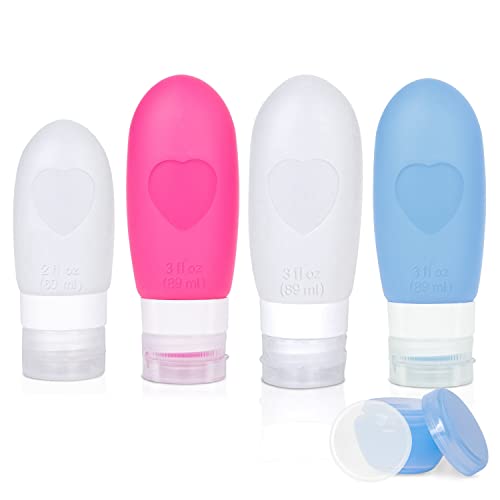 Oursunshine Travel Bottles,Leakproof Silicone Refillable Travel Containers,Squeezable Travel Tube Sets Cosmetic Toiletry Containers for Shampoo Lotion Soap (3oz or 2oz)'